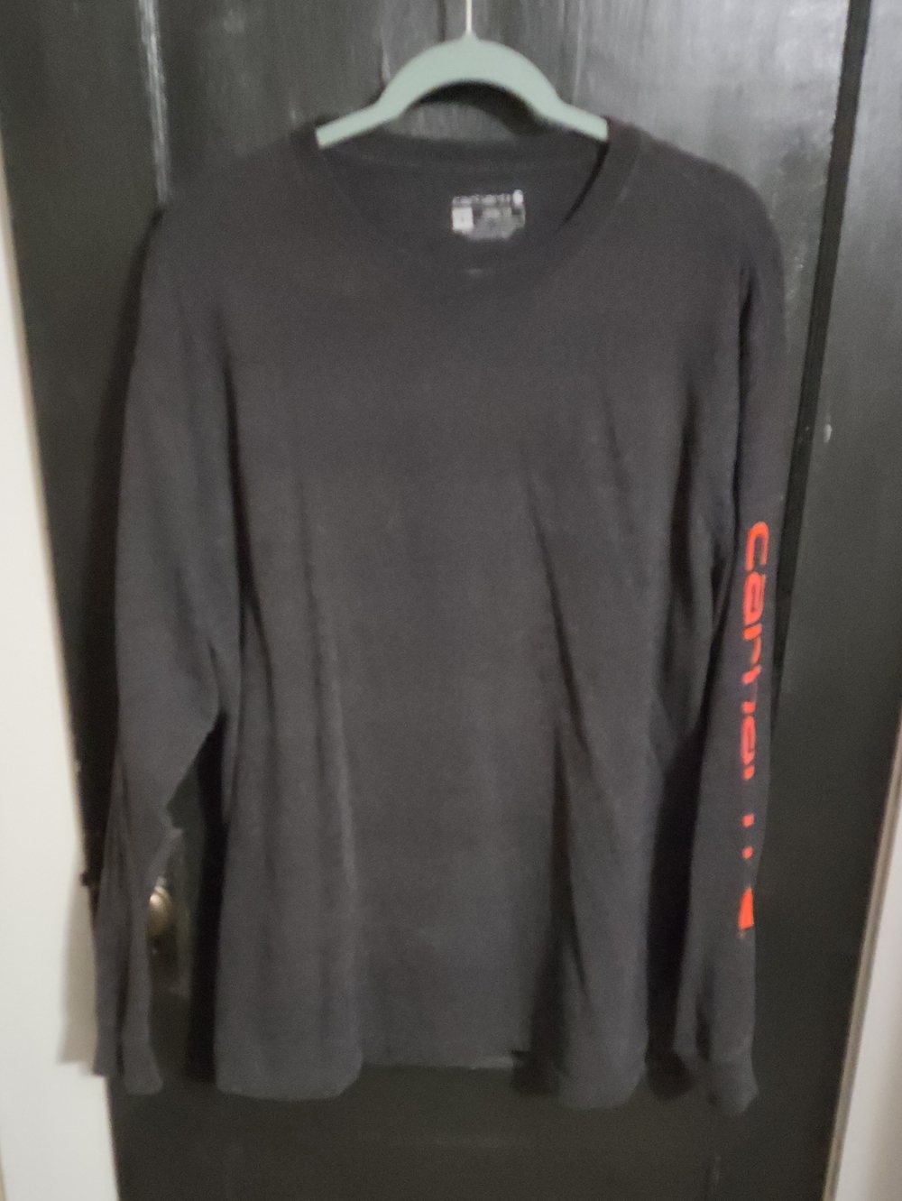 Carhartt Black Long-Sleeve Tee with Red Sleeve Logo
